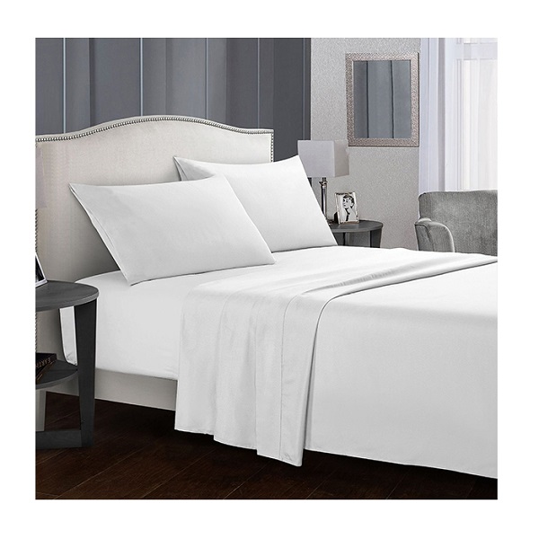 Fashion Fitted Plain Bed Sheet Set of 3Pcs, 160x200cm, White - CH02382-WHT