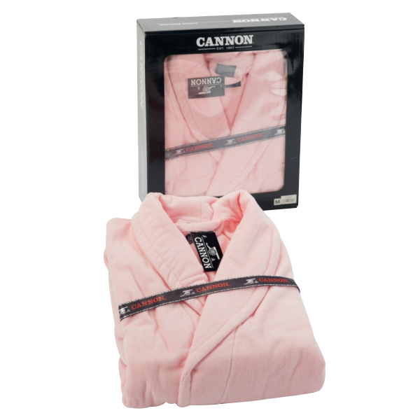 Cannon Cotton Plain Bathrobe with Hood, L Size, Pink - CH05013-PNK-L