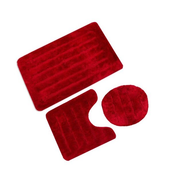 Cannon Plain Bath Mat Set of 3Pcs, Red - CH06087-RED