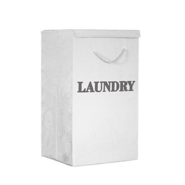 Fashion Printed Laundry Hamper, White - CH09358-WHT