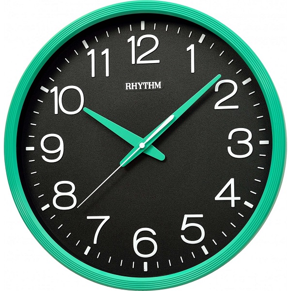 Rhythm 3D Numerals Silent Silky Move Wall Clock, Green - CMG494DR05