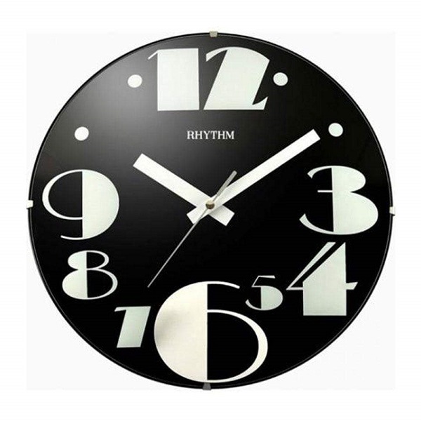 Rhythm Black Dial Glass Wall Clock - CMG519NR71