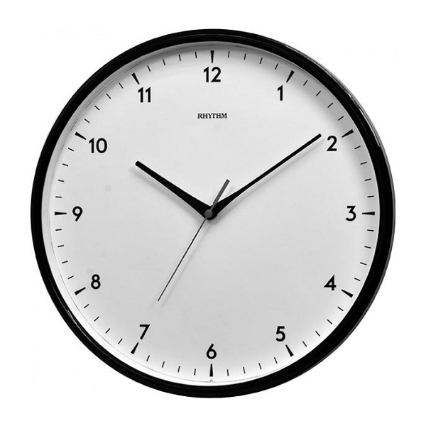 Rhythm Round Plastic Wall Clock, Black - CMG589NR02