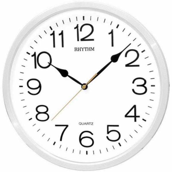 Rhythm Quartz Analog Wall Clock, White - CMG734NR03