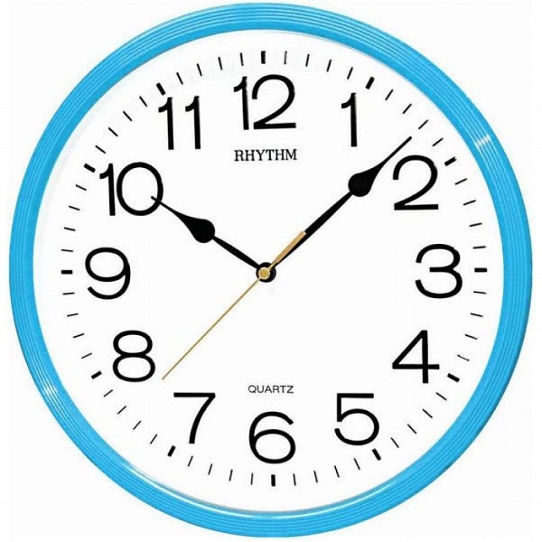 Rhythm Quartz Analog Wall Clock, Blue - CMG734NR04