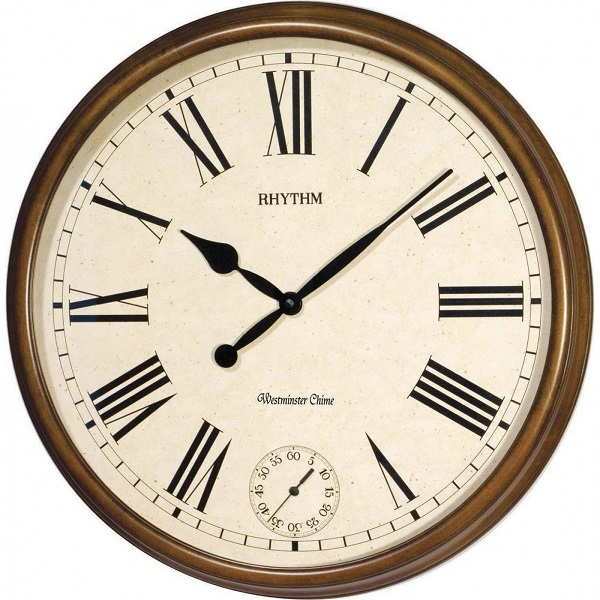 Rhythm Round Wooden Wall Clock - CMH721CR06