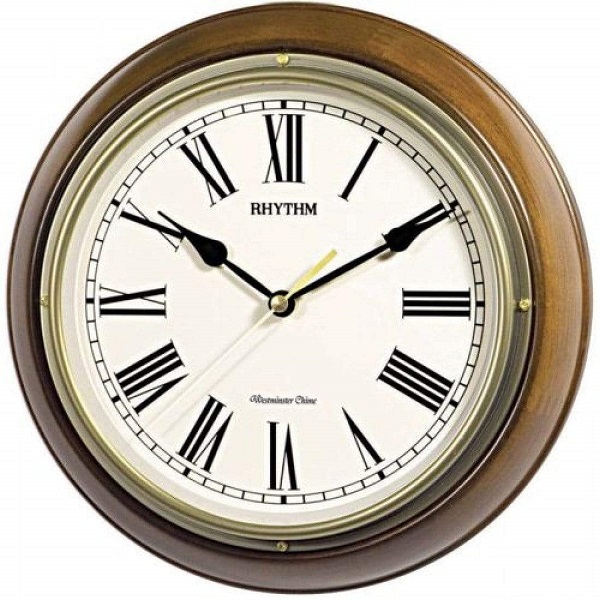 Rhythm Round Wooden Wall Clock - CMH723CR06