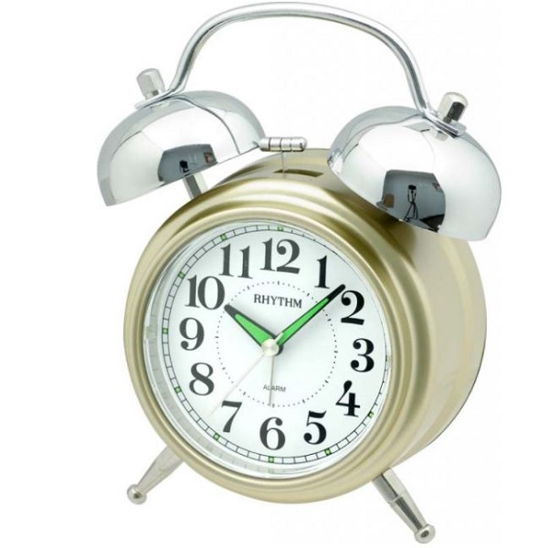 Rhythm Super Bell Alarm Clock, Gold - CRA845NR18
