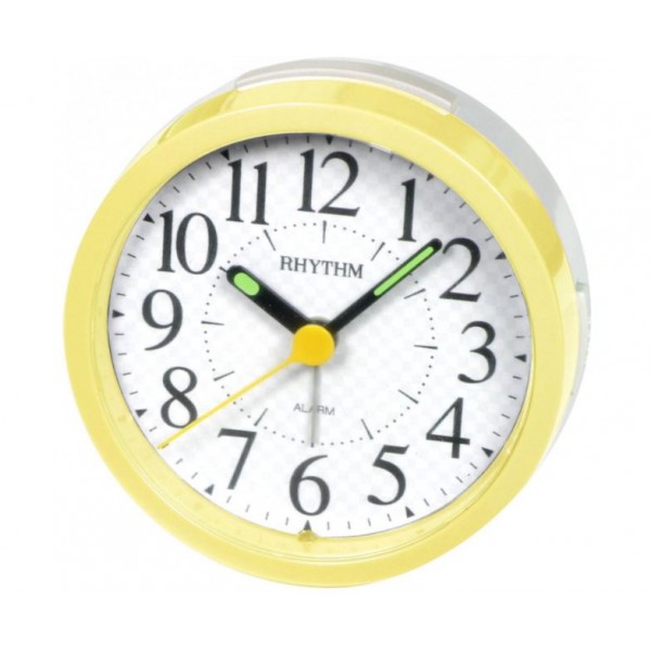 Rhythm Super Silent Alarm Clock, Yellow - CRE849WR33