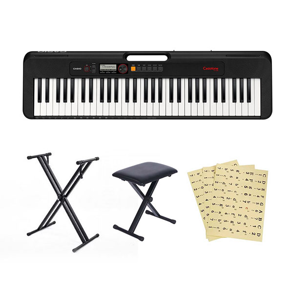 CASIO 61-Key Portable Digital Keyboard with Stand, Bench & Keyboard Stickers - CT-S195C2_O1