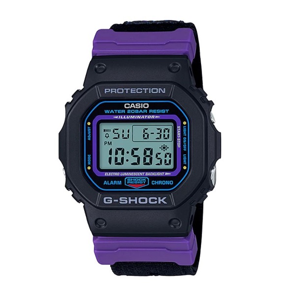 Casio G-Shock Digital Dial Unisex Watch,  Black & Purle - DW-5600THS-1DR