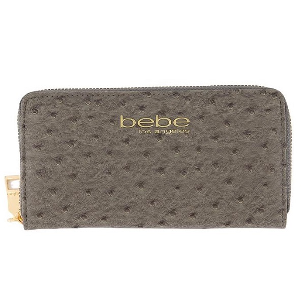 Bebe Clarita Ostrich Zip Around DK Grey Wallet E10-3146O