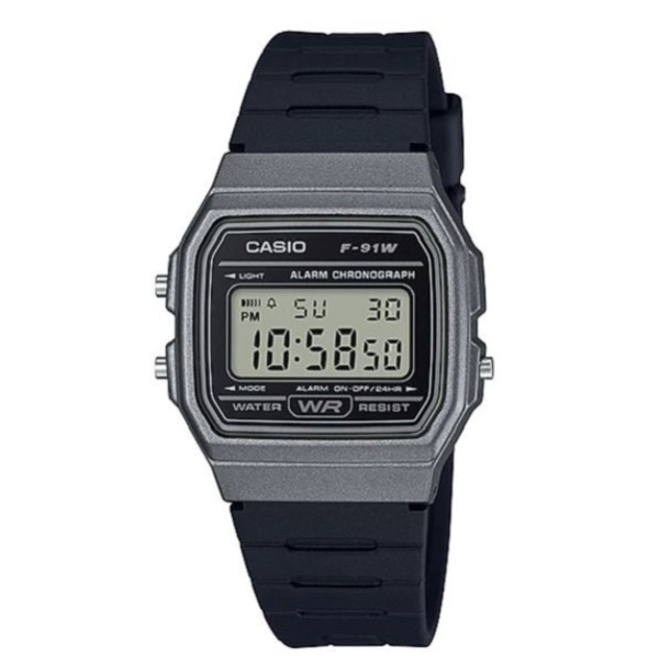 Casio Unisex Grey Dial Resin Band Watch - F-91WM-1BDF