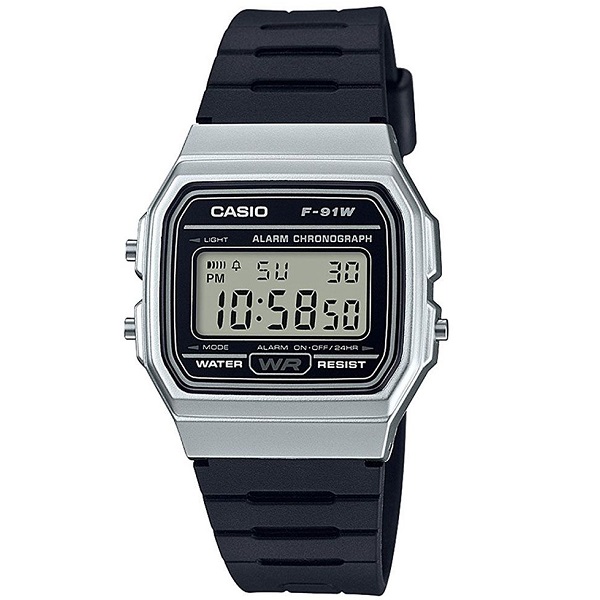 Casio Men's Black Dial Silicone Band Watch - F-91WM-7ADF