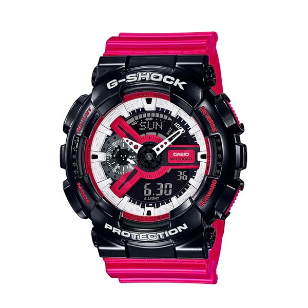 Casio G-Shock Analog-Digital Men's Watch, Black & Pink - GA-110RB-1ADR