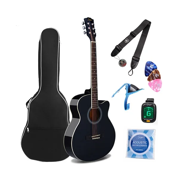 Smiger 40inch Acoustic Guitar Pack, Black - GA-H10-BK