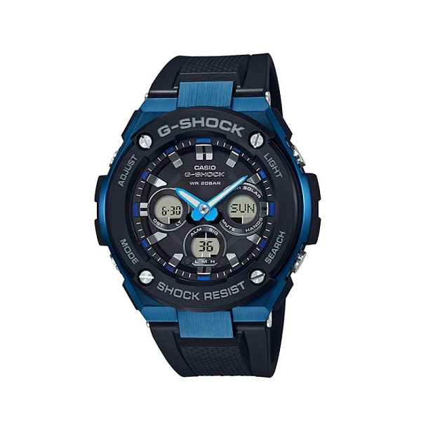 Casio G-Shock G-Steel Analog-Digital Solar Black Blue Sport Watch for Men - GST-S300G-1A2DR