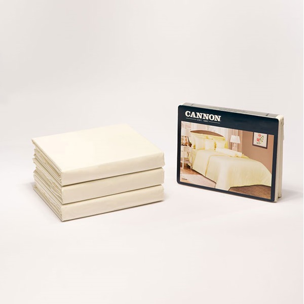 Cannon Single Plain Fitted Bed Sheet Set of 2 Pcs, Cream - HT02158-CRM