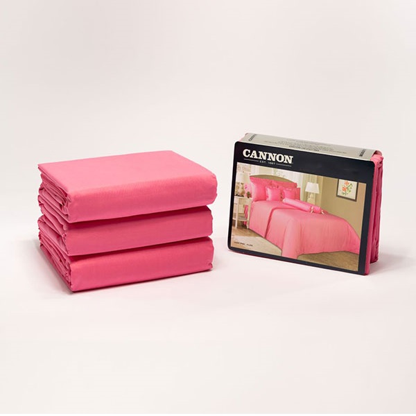 Cannon Single Plain Fitted Bed Sheet Set of 2 Pcs, Pink - HT02158-PNK