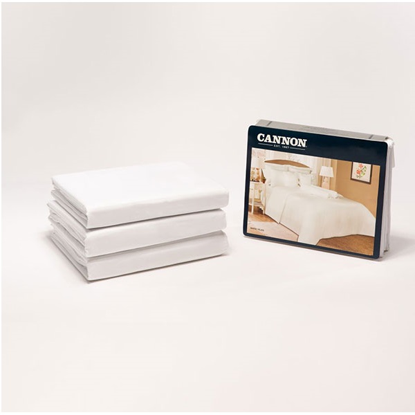 Cannon Single Plain Fitted Bed Sheet Set of 2 Pcs, White - HT02158-WHT