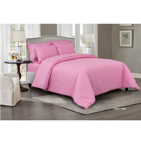 Cannon King Plain Comforter Set of 4 Pieces, Pink - HT03130-PNK