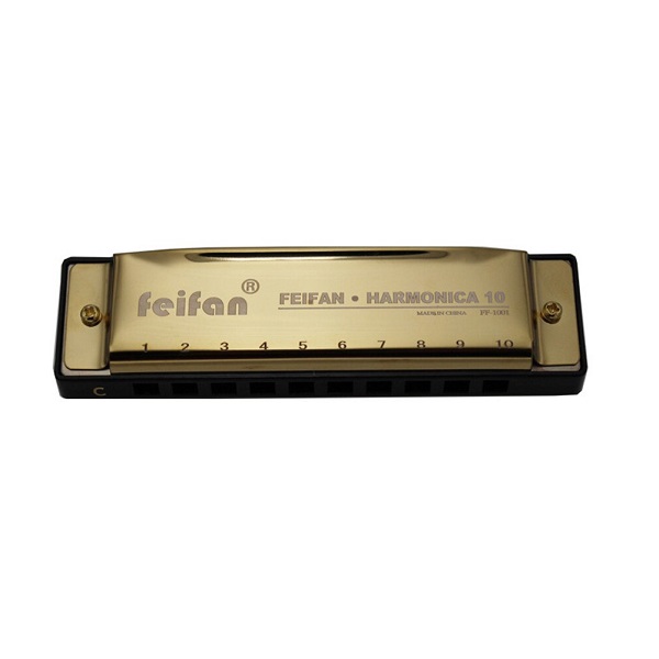 FEIFAN 10 Holes Diatonic Harmonica, Key of C - FF-1001-GOLD