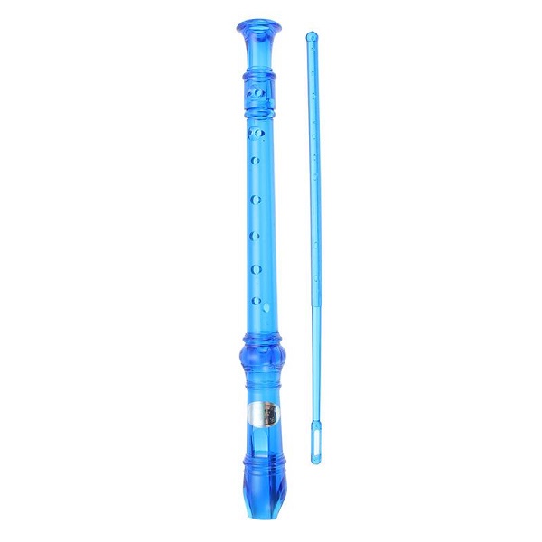 SWAN Soprano Recorder, 8-Hole Plastic Transparent Flute with Cleaning Rod For Beginners, Light Blue - SW-8KT-LBLUE