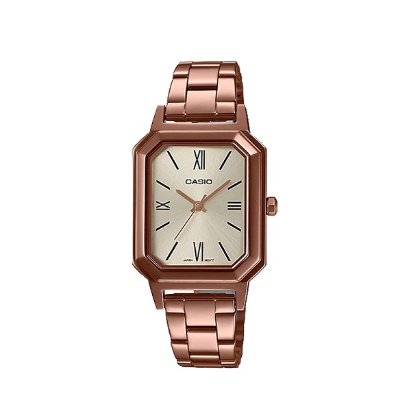 Casio Stainless Steel Rose Gold Dial Watch for Women - LTP-E168R-9BDF