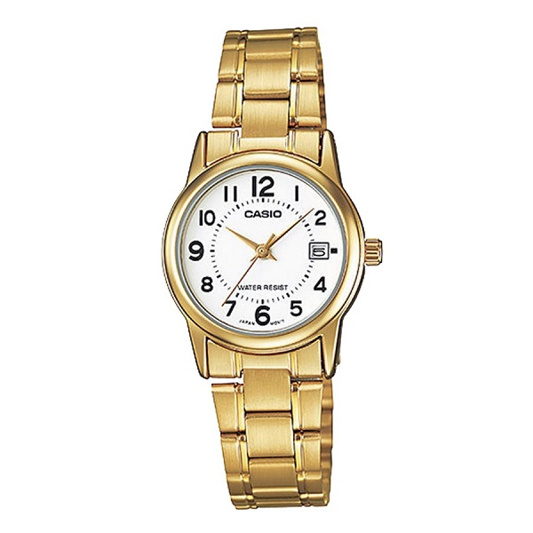 Casio Women's Analog Date Gold Watch - LTP-V002G-7BUDF