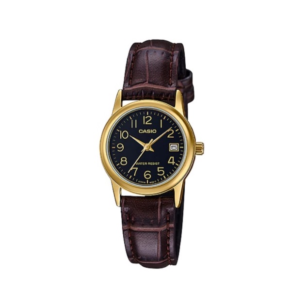 Casio Women's Analog Date Leather Watch - LTP-V002GL-1BUDF
