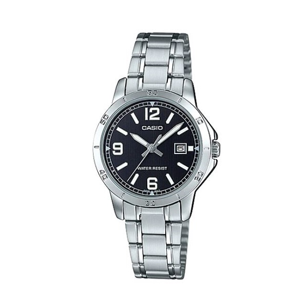 Casio Stainless Steel Band Black Dial Analog Watch for Women - LTP-V004D-1B2UDF