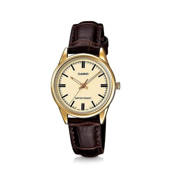 Casio Women's Brown Genuine Leather Band Analog Watch - LTP-V005GL-9AUDF