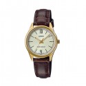Casio Leather Band Gold Dial Analog Watch for Women - LTP-V005GL-9BUDF