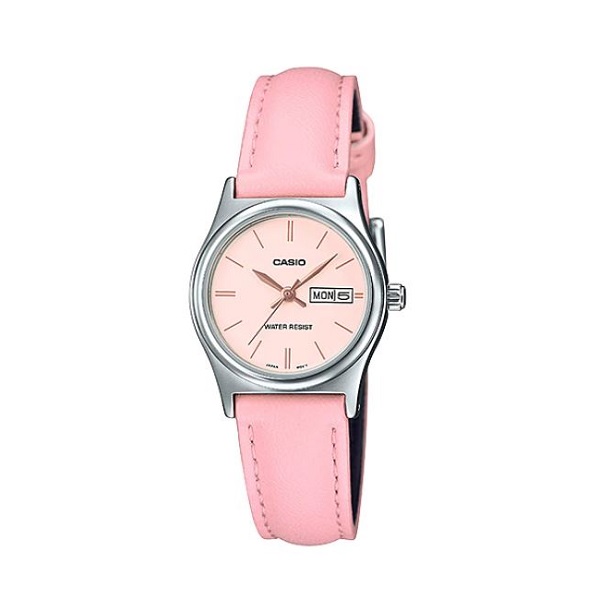 Casio Leather Band Pink Dial Analog Watch for Women - LTP-V006L-4BUDF