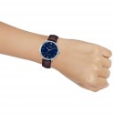 Casio Blue Dial Leather Analog Women's Watch, Brown - LTP-VT01L-2BUDF