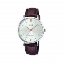 Casio Silver Dial Leather Analog Women's Watch, Brown - LTP-VT01L-7B2UDF