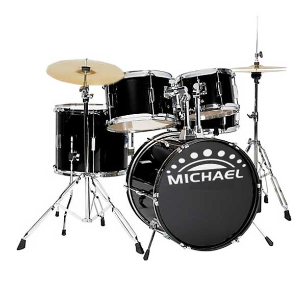 MICHAEL 5-Piece Complete Drum Set, Black - MICHAEL-DRUMS-BK