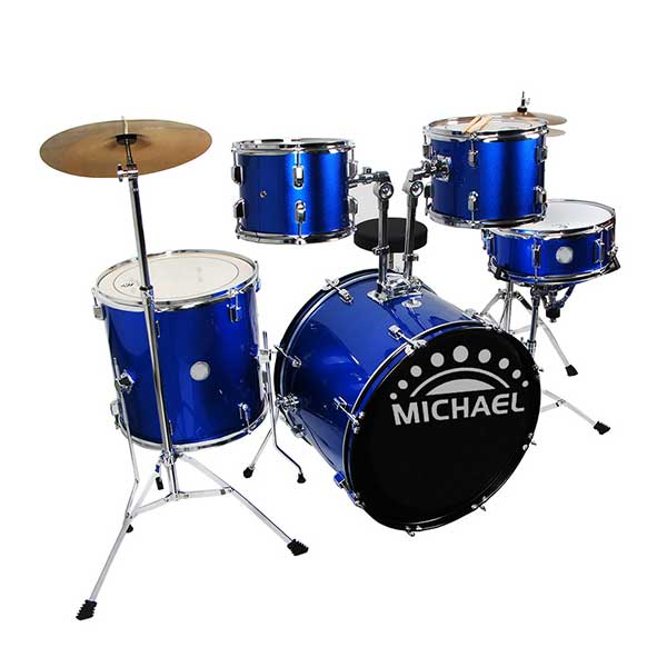 MICHAEL 5-Piece Complete Drum Set, Blue - MICHAEL-DRUMS-BL