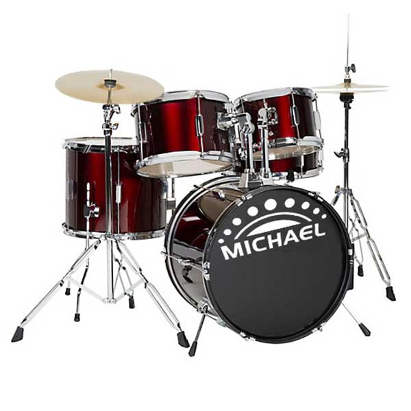 MICHAEL 5-Piece Complete Drum Set, Red - MICHAEL-DRUMS-RD
