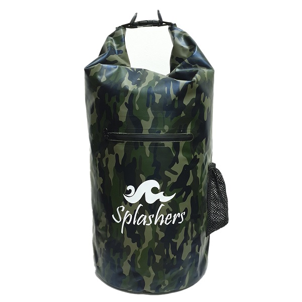 SPLASHERS Waterproof Floating 30L Capacity Dry Bag with 2 Shoulder Straps, Camouflage Dark Green - MOSP0009