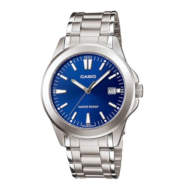 Casio Men's Blue Dial Stainless Steel Band Watch - MTP-1215A-2A2DF
