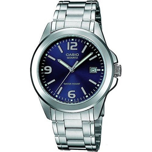 Casio Men's Blue Dial Stainless Steel Band Watch - MTP-1215A-2ADF