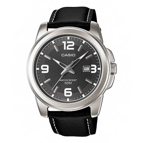 Casio Analog Black Dial Leather Band Watch for Men - MTP-1314L-8AVDF