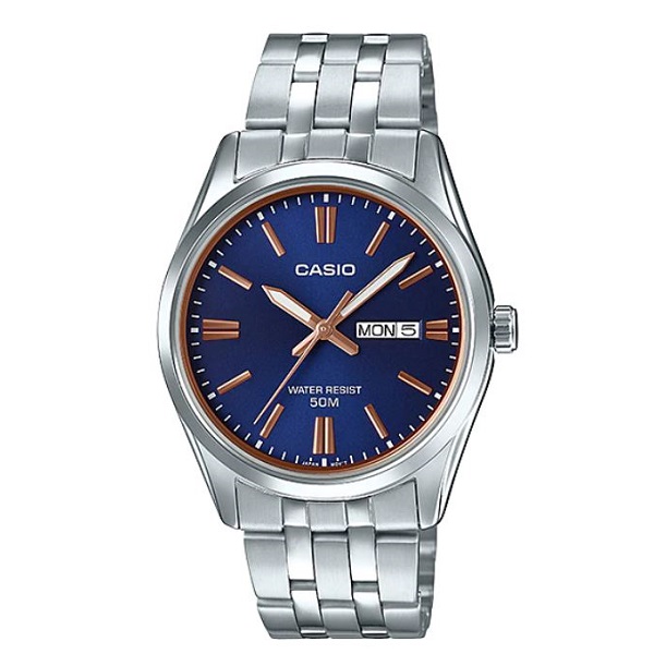 Casio Analog Blue Dial Stainless Steel Band Watch for Men - MTP-1335D-2A2VDF