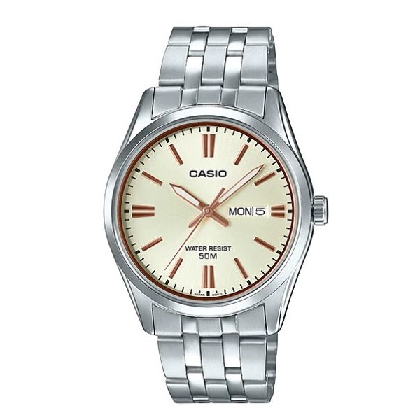 Casio Analog White  Dial Stainless Steel Band Watch for Men - MTP-1335D-9AVDF