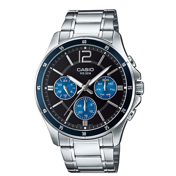 Casio Analog Black Dial Stainless Steel Band Watch for Men - MTP-1374D-2AVDF