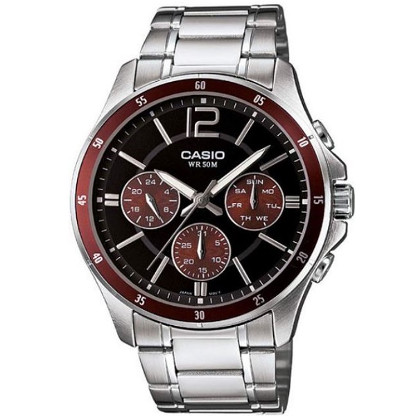Casio Analog Black Dial Stainless Steel Band Watch for Men - MTP-1374D-5AVDF