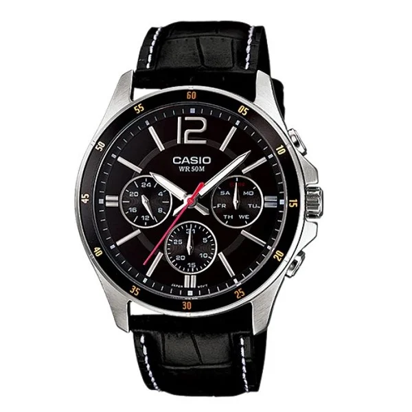 Casio Enticer Chronograph Black Dial Men's Watch - MTP-1374L-1AVDF