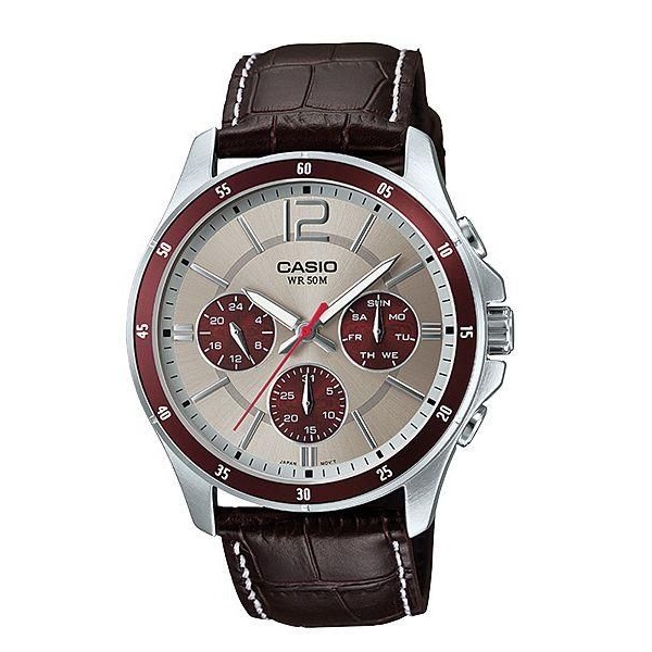 Casio Enticer Leather Watch for Men - MTP-1374L-7A1VDF