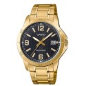 Casio Stainless Steel Black Dial Gold Plated Band Analog Men's Watch - MTP-V004G-1BUDF